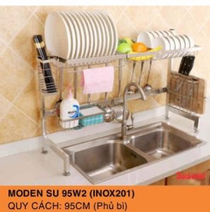 KỆ CHÉN INOX CAO CẤP SUZUMI - MODEL SU 95W2 ( INOX201 ) : 95CM