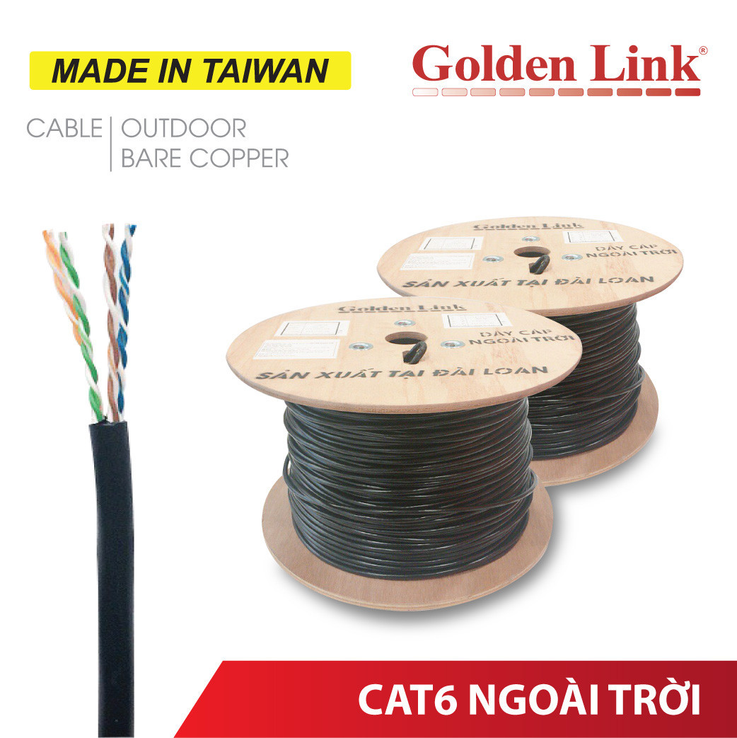 CÁP MẠNG NGOÀI TRỜI GOLDEN LINK CAT.6 UTP (305 MÉT) - ĐỒNG NGUYÊN CHẤT