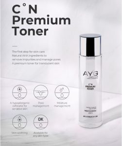 TONER NƯỚC HOA HỒNG CN PREMIUM TONER , THƯƠNG HIỆU AYG HÀN QUỐC CHÍNH HÃNG 100%