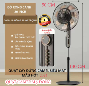 Quạt điện Cây Đứng CAMEL 20 INCH Mới 5 Cánh Nhôm Mạ Đồng