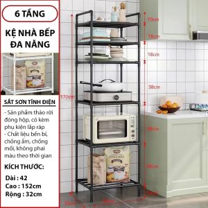 Kệ Để Đồ Đa Năng Nhà Bếp, Phòng Khách 6 Tầng Khung Thép Cacbon